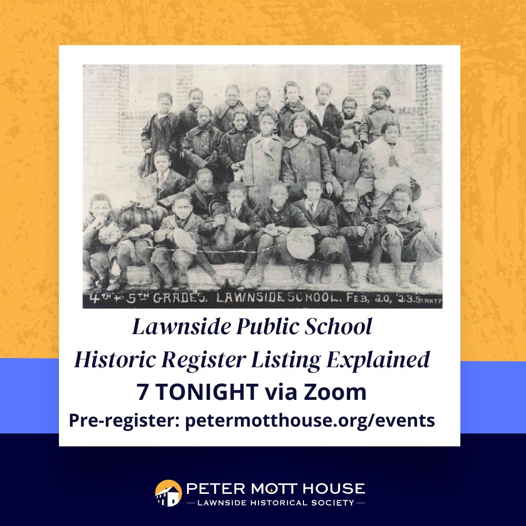 Do you know any of these students from Lawnside School in 1923? Andrea Tingey of @NJDEP will explain the history of our school and why it is on the National Register of Historic Places tonight at 7. Go to tinyurl.com/LawnsideSchool to register for this free program!