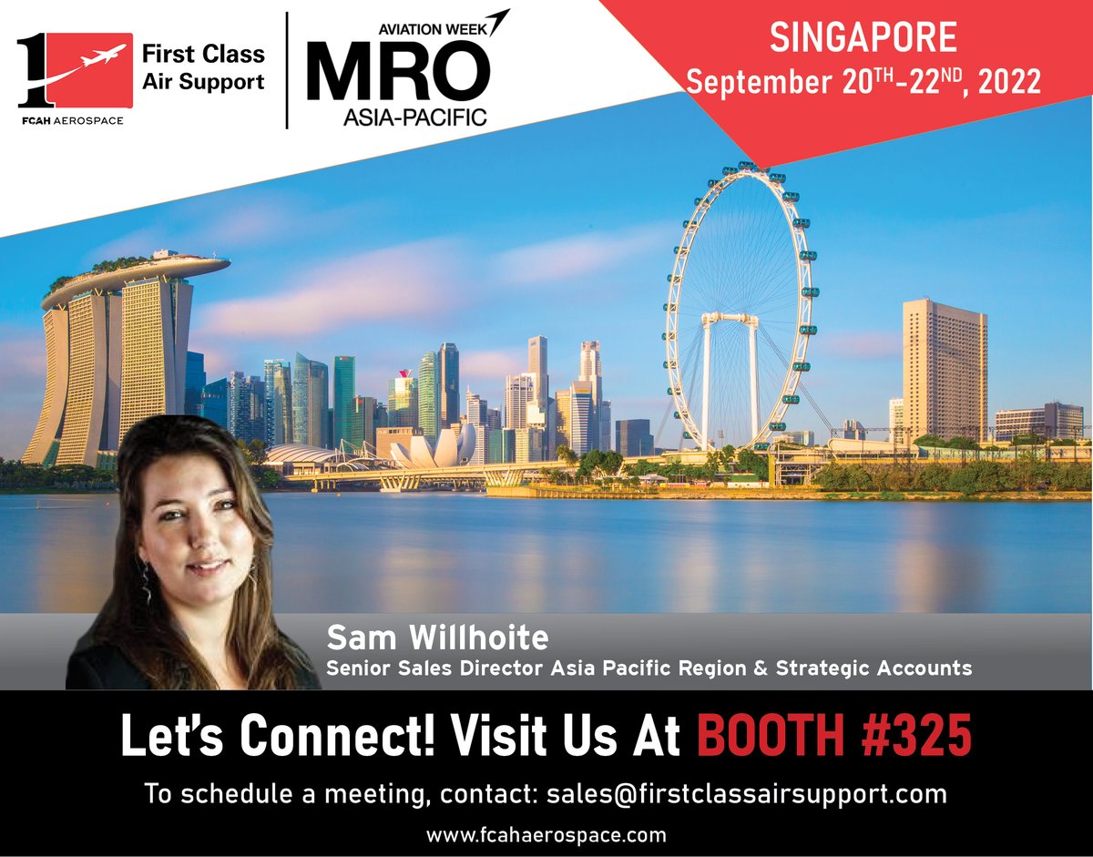 FirstClassAirS's tweet photo. In 2 Weeks!!! ✈️ Sam will be attending #MROAsia in #Singapore. Please reach out if you’d like to schedule a meeting.
📧swillhoite@firstclassairsupport.com
✈️ #FCAH
.
https://t.co/SL7GUEfsum
.
#Aviation #AviationDaily #Firstclass #FirstClassAirHoldings https://t.co/Gr37ASx0QH