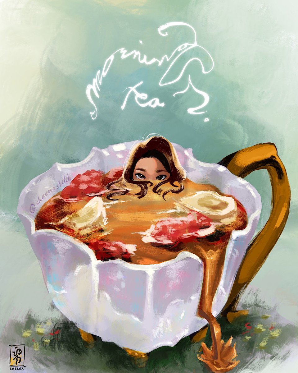 sheenasketch's tweet photo. my favorite kind of tea is the kind that’s spilled #創作イラスト #digitalpainting https://t.co/EpiDuMljmf