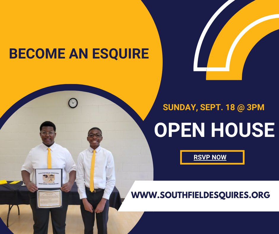 SouthfieldEsqu1's tweet photo. We're equipping young men to succeed this school year and beyond.  The journey begins Sunday, Sept. 18 in Southfield.  #southfieldesquires #mentoring https://t.co/dKEXzAhT7N