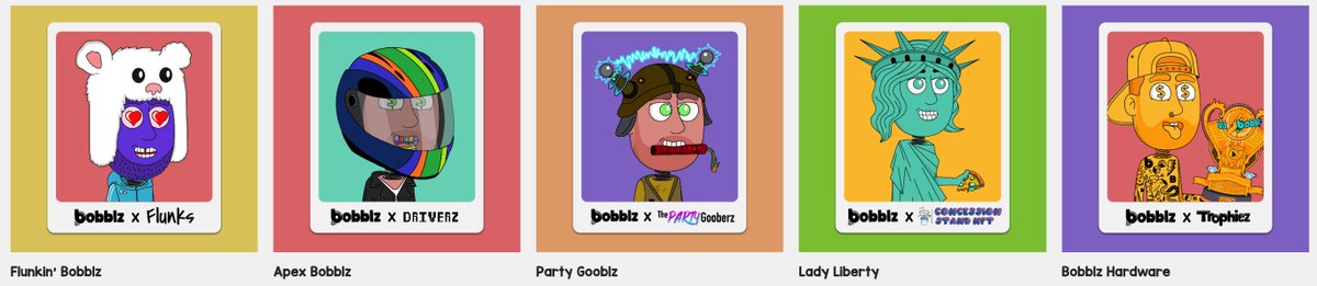Day 1/5 of serial bingo
We've got 5 NFTs each from <a href="/flunks_nft/">Flunks</a> @DriverzNFT <a href="/The_Goobz_NFT/">Party_Goobz</a> <a href="/csnft_xyz/">The Concession Stand</a> and from <a href="/bobblznft/">Bobblz NFT</a> 

We pick the serial number
- 6 hours to prove you own it at discord.gg/bobblznft 
- win that project's NFT

The serial is 4⃣1⃣
TIP: It could be on MP😉