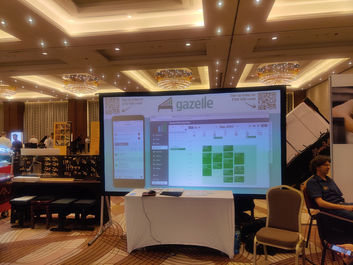 PianoCongress's tweet photo. One of the busiest locations - Gazelle 
Respect for they guys who talked probably with everybody...a couple of times 😀 https://t.co/lPzhCWgUck