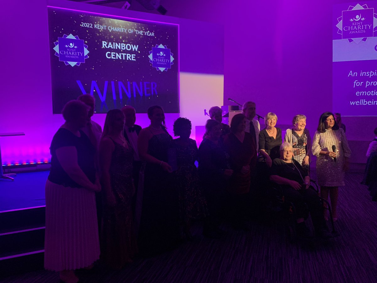 Now the finale of the evening…the presentation of the final trophy to our Kent Charity of the Year 2022!  To present the award is Head Judge, Susan Robinson from @KrestonReeves 
And the winner is
@RainbowCentre01 CONGRATULIONS!  You are our Kent Charity of the Year #kca22 🎉