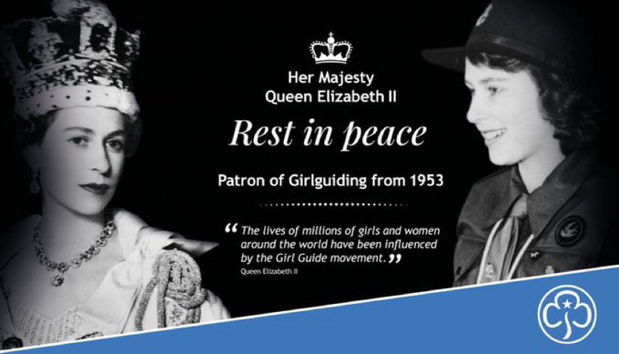 It is with profound sadness that we at Girlguiding Greater London Kent County have learned today of the death of our Patron, Her Majesty The Queen. Our deepest sympathies are with the Royal Family at this very sad time girlguiding.org.uk/about-us/press…