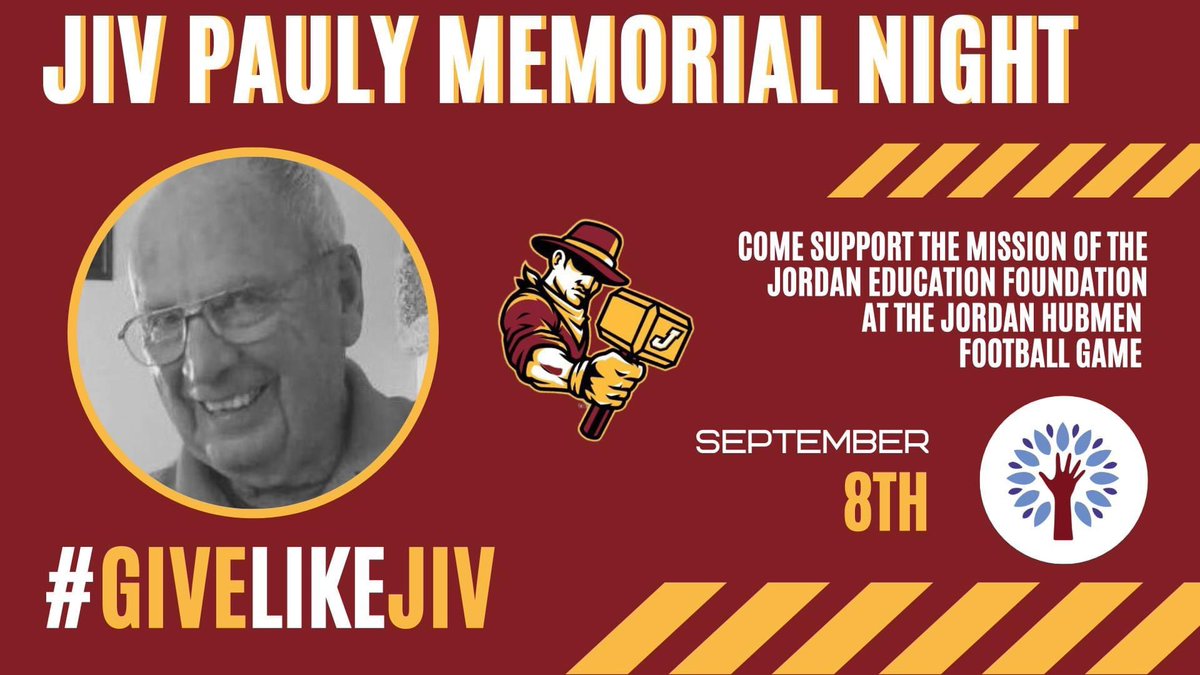 **TONIGHT** #GiveLikeJiv at the Jordan Hubmen Football game!! It’s a great way to keep his spirit alive and continue to #Support the mission of the Jordan Education Foundation - MN
#SupportEachOther <a href="/JEFoundationMN/">Jordan Education Foundation - MN</a>
