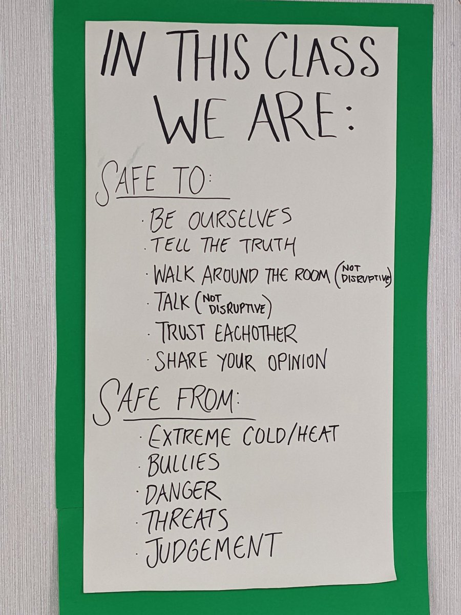 MrsWPenz's tweet photo. Today my class had a discussion about what it means to feel safe. Then, we made this poster together. These were all their ideas, and now this hangs proudly in our classroom. https://t.co/Q7tvNu0EQq