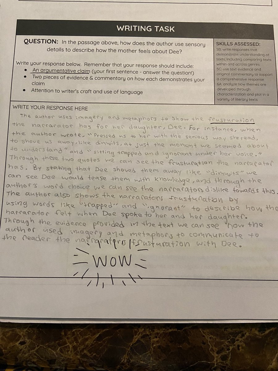 AjaCormier's tweet photo. I did @mudandink_’s close reading training this summer and utilized it with our first text and the results were ~amazing~. This response was so good, I decided this child could teach the class without me https://t.co/okJwmUEtzo