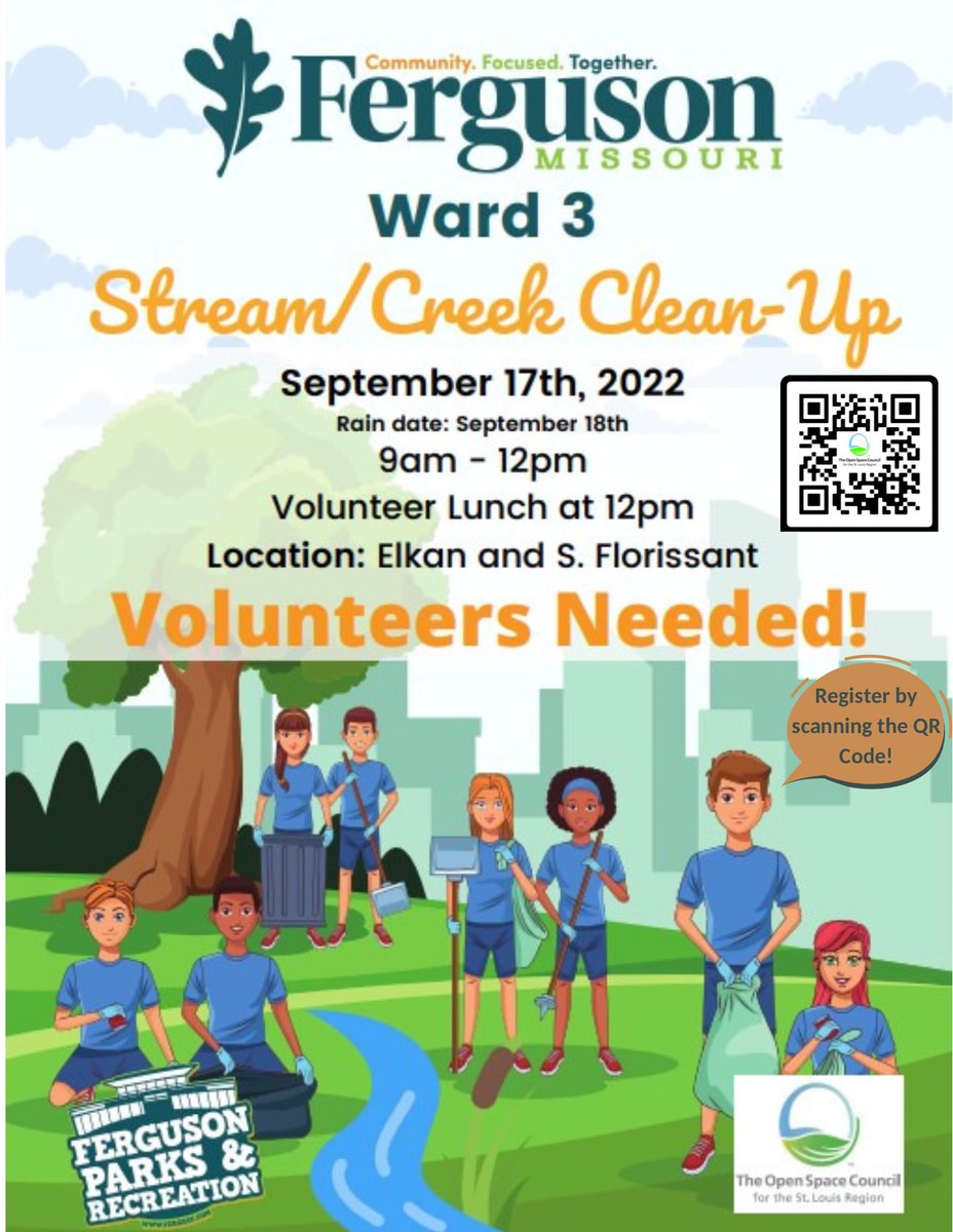 OpenSpaceSTL's tweet photo. Join us for a morning of trash cleanup at Maline Creek in collaboration with @CityFerguson Parks and Rec! 🗑💧
#trashbash #volunteer #nonprofit #streamcleanup #fergusonmo https://t.co/o1TpcSF8Cs
