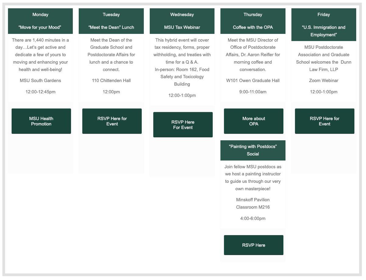 MSU-PDA (@msupda) on Twitter photo Check out all the events going on for "Postdoc Appreciation Week" Starting September 19th!
For more information: 
postdocs.msu.edu/2022/09/msu-po…
 #NPAW #Postdocs #MSU Check out all the events going on for "Postdoc Appreciation Week" Starting September 19th!
For more information: 
postdocs.msu.edu/2022/09/msu-po…
 #NPAW #Postdocs #MSU