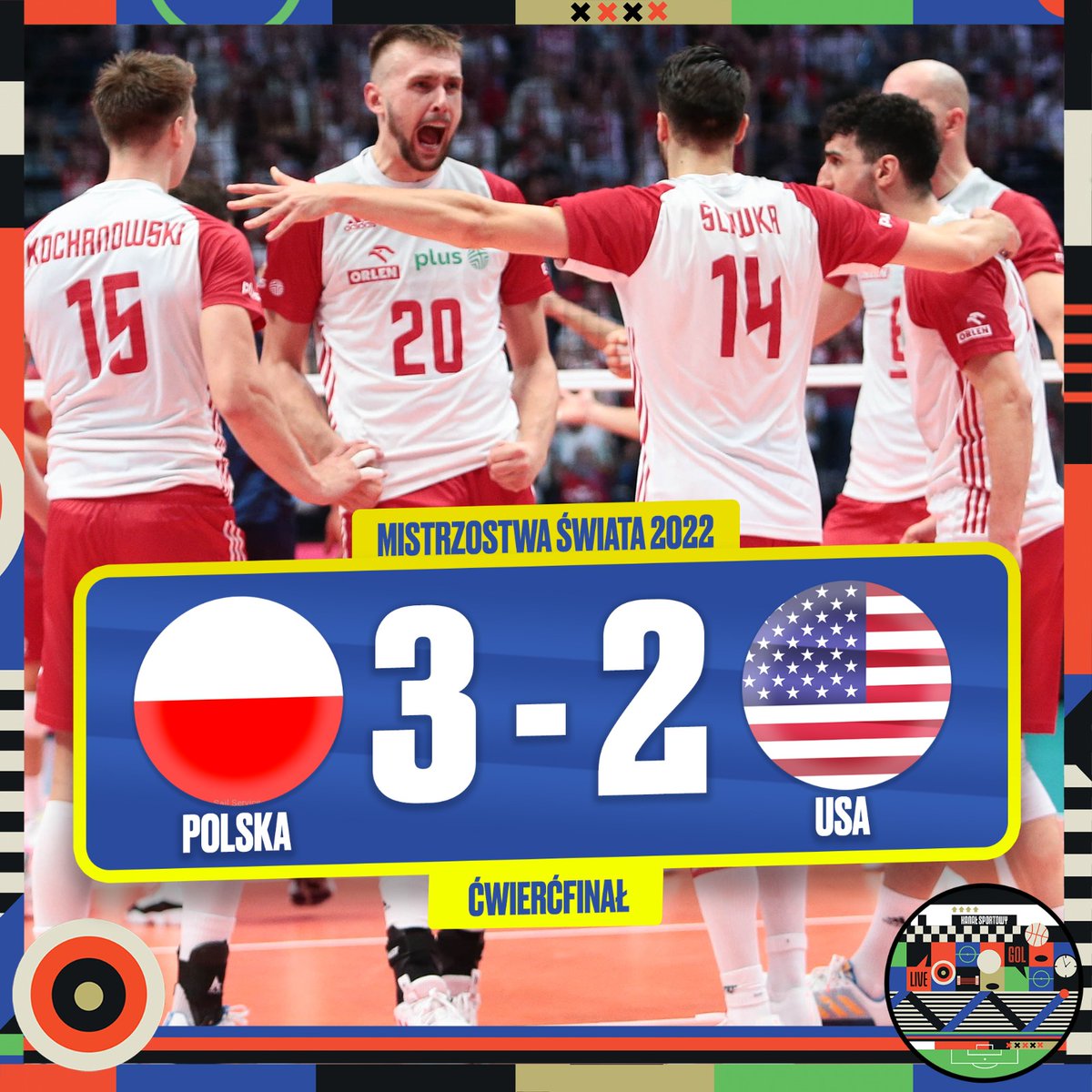 Brawo Polska! 🇵🇱 To nie było łatwe spotkanie, ale ostatecznie górą nasi ✊ Polska vs USA 3:2 Biało-czerwoni zagrają w półfinale mistrzostw świata z Brazylią 🇧🇷