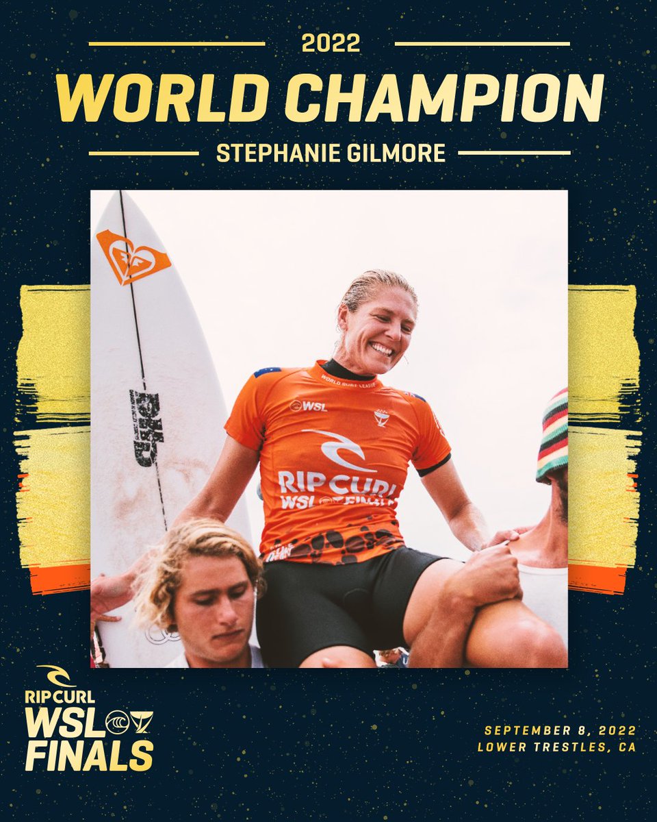 wsl's tweet photo. GR8EST. EVER. @Steph_gilmore  🏆

#RipCurlWSLFinals @ripcurl https://t.co/9ewjog6qJp