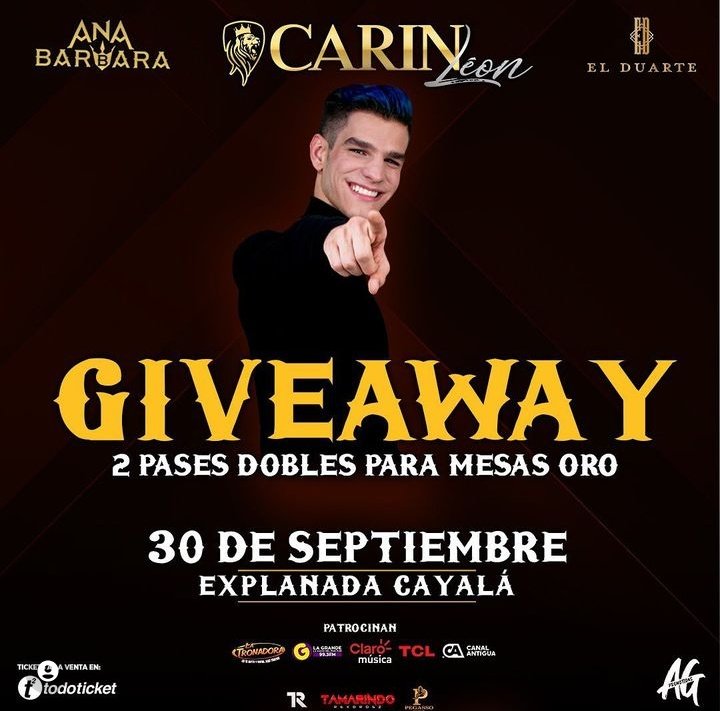🚨Participa para GANARTE 2 PASES DOBLES  para mesa de oro en el próximo concierto de Ana Barbara, Carín León y El Duarte donde estará como invitado Nelson Carreras.

Participa aquí: instagram.com/p/CiQtAhOvrNy/…