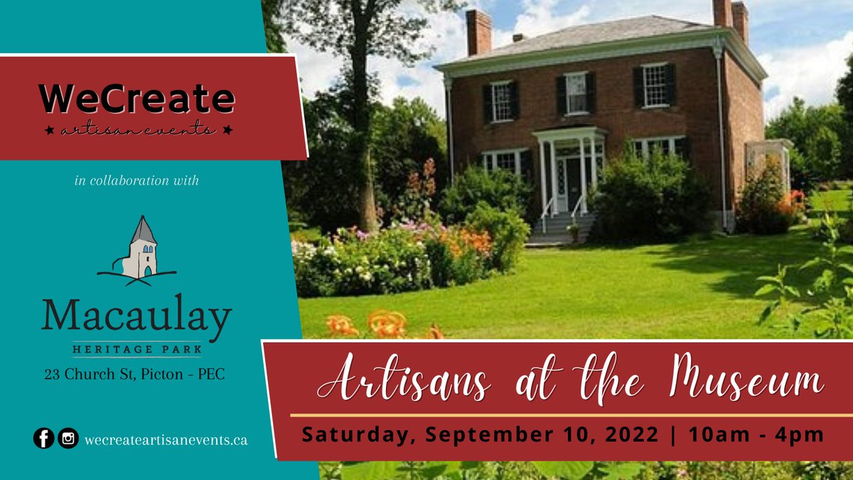 Are you coming to Artisans at the Museum this Saturday @ Macaulay Museum in Picton? Fall artisan market sharing the love of handmade+history from 10-4!

Check us out at wecreateartisanevents.ca
Follow us at facebook.com/wecreateartisa…  - mailchi.mp/6b6d0a930b19/t…