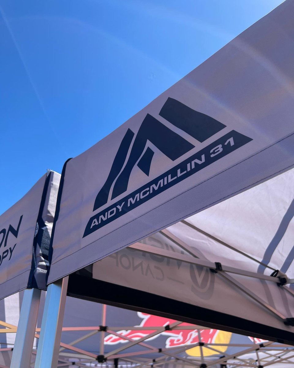 AndyMcMillin31's tweet photo. Our new pit canopies are in from Vision Canopy! We incorporated the new livery design into them with of course that big @redbull logo. Catch these out there with my pit crews. #visioncanopies #baja400 #redbull https://t.co/nPMWKPfJF3