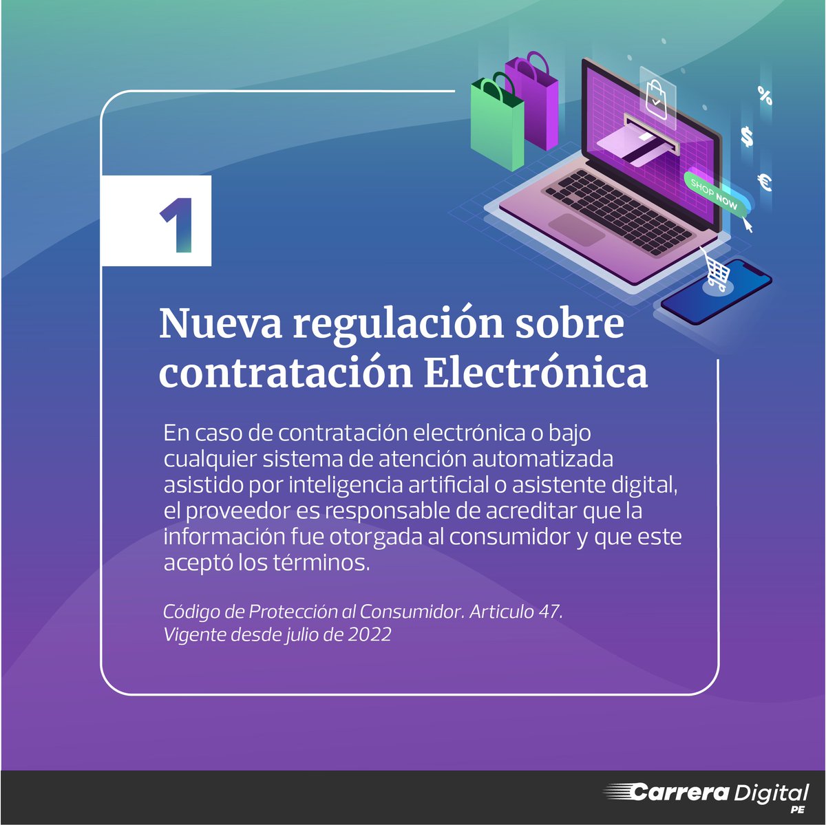 carrera_digital's tweet photo. Desde #CarreraDigital, presentamos nuestro Boletín de normas vinculadas a la regulación en materia digital.
Presentamos dos normas recientemente publicadas que establecen disposiciones relativas al #ecommerce en Perú.
#regulacióndigital #taxfree @niuboxlegal https://t.co/WiTahBCNXR