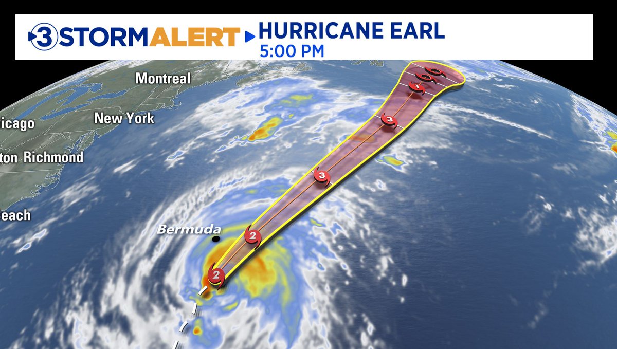 Hurricane Earl 5pm advisory.  It is still expected to become a major hurricane, but will stay east of Bermuda. <a href="/DavidKarnes3/">David Karnes</a>