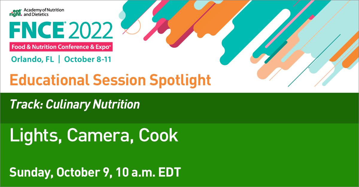 Let @ChefJulie_RD, @ChefAbbieGellma, and @cookinRD show you how to set up your space for a virtual presentation or cooking demonstration without the stress and hassle! 👨‍🍳 Learn more: sm.eatright.org/FNCE22CameraCo… #FNCE #eatrightPRO #CPE