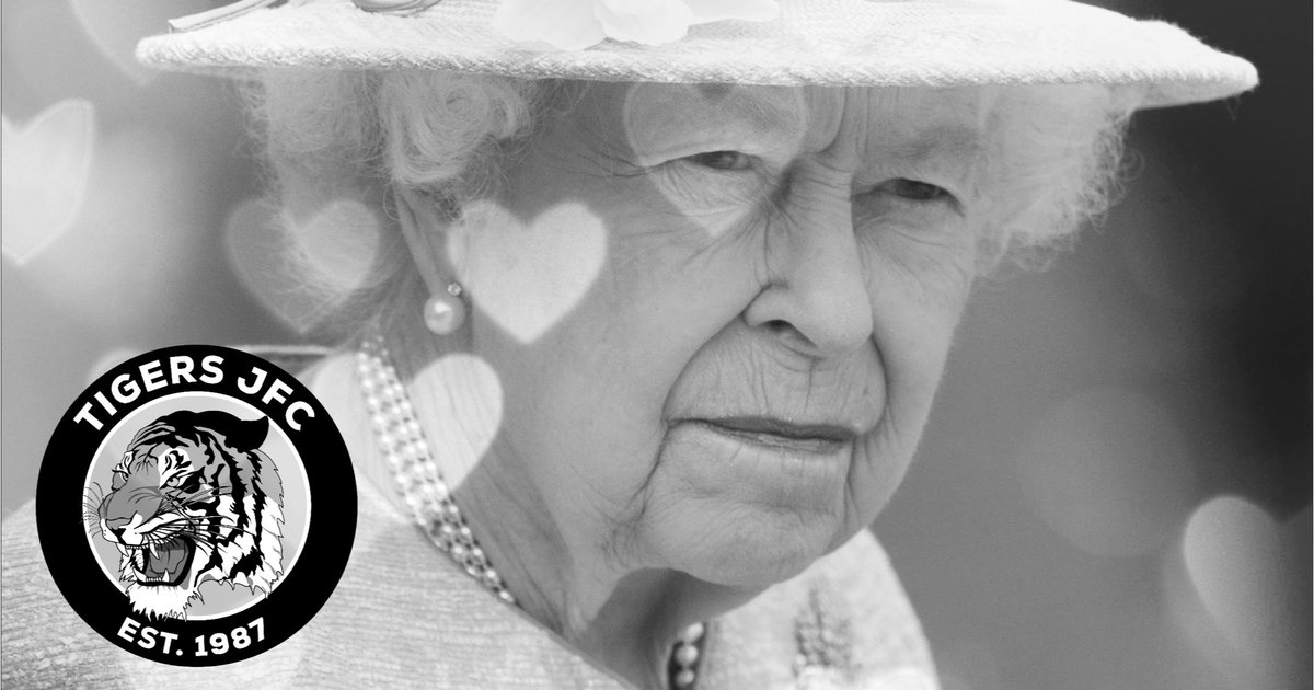 TigersJFC's tweet photo. Everyone at Tigers JFC  is extremely saddened by the passing of Her Majesty the Queen.

A lifetime of public service leaves us with an enormous debt of gratitude.

Our sympathies are with the Royal Family. https://t.co/yPnsqp9FQs