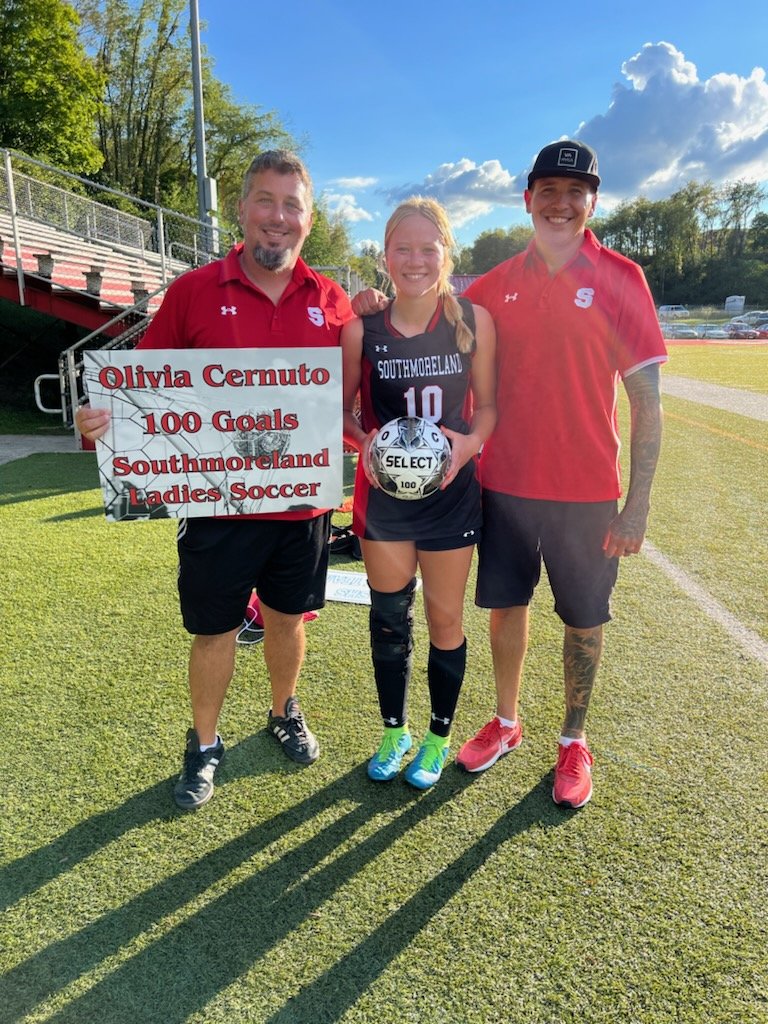 Congratulations to Senior Olivia Cernuto on eclipsing the 100 goal mark for the first time in Southmoreland girls soccer history!!! Olivia broke 100 this evening vs Penn Hills!

#Wearescotties