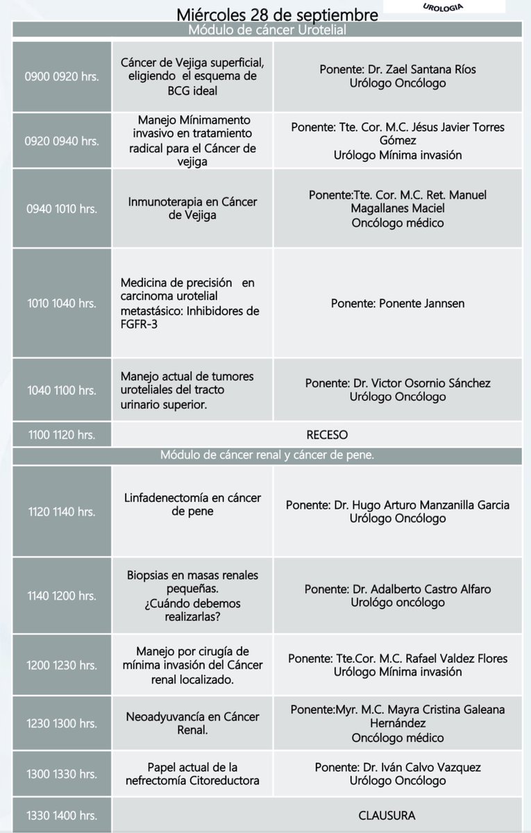 EIvanBravoC's tweet photo. 🤩Los esperamos  en el Curso de actualidades en Urología Oncológica  de #UroHCM 26,27,28 de Septiembre avalado por @smumexico Titular @Jgaducampos coordinadores @EIvanBravoC @omarvic18 @LuisCaz86625685 @BrenaniSu 😬 https://t.co/AH0VchDFbp