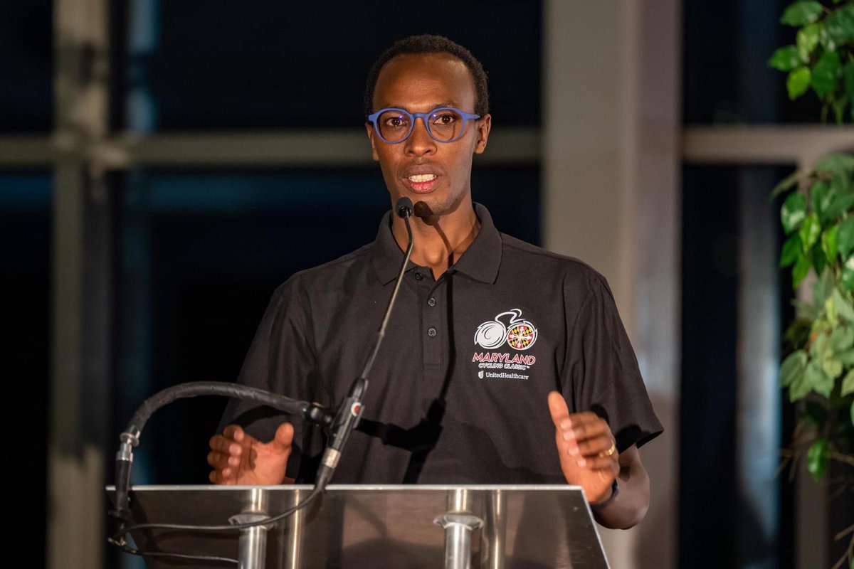 acyclingacademy's tweet photo. @AD_Niyonshuti87 at @MarylandClassic  talking about his experience as a professional cyclist and how he started @acyclingacademy to give opportunities to young #Rwandan cyclists. https://t.co/m2y65McZCa