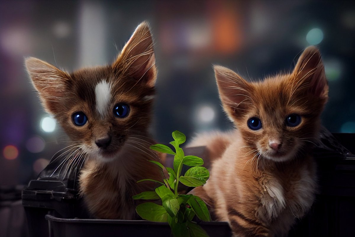 AMAI_Digital's tweet image. Yet another work story turned prompt, and it was just as adorable in real life. The actual cats are just over a year old now! #midjourneyart