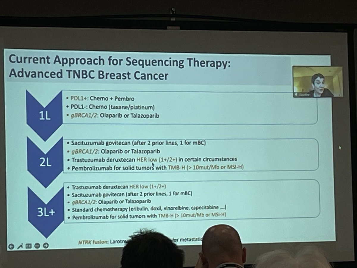 stage4kelly's tweet photo. Dr Claudine Isaacs summing up treatment sequencing for mTNBC #MBCRC22 https://t.co/ihvqdT5U0Y