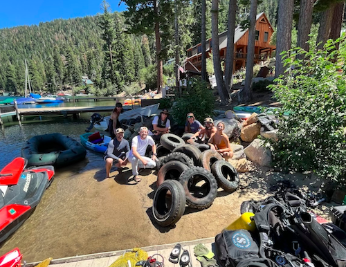 SouthTahoeNow's tweet photo. #CleanUpTheLake found the "dirtiest mile" at #FallenLeafLake. They've cleaned #LakeTahoe and #DonnerLake and this is most trashed to date. Fundraising campaign is underway to help finish the job. https://t.co/CyHgArgbQd https://t.co/kfKCZQ77k5