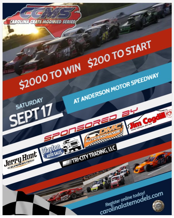 CCMS__CPLMS's tweet photo. All CPLMS and CCMS teams.  If you plan on going to Anderson Motor Speedway on Sept 17th please get registered.  We all know the tire situation and we need to plan accordingly. https://t.co/PMsoQ97x57