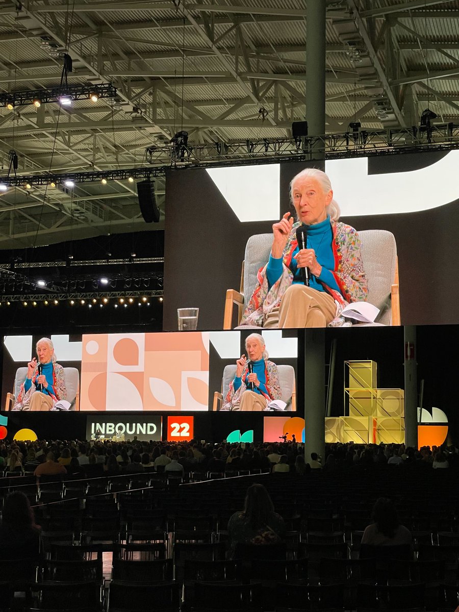 ConversationGuy's tweet photo. #inbound22 day 2! 

Dr. Goodall told us what is required of us all today, for the sake of tomorrow. 

We'll be sharing more of Dr. Goodalls insights and advice in our next webinar, here: https://t.co/N2KmQdJ5pD https://t.co/v4p62VuvKN