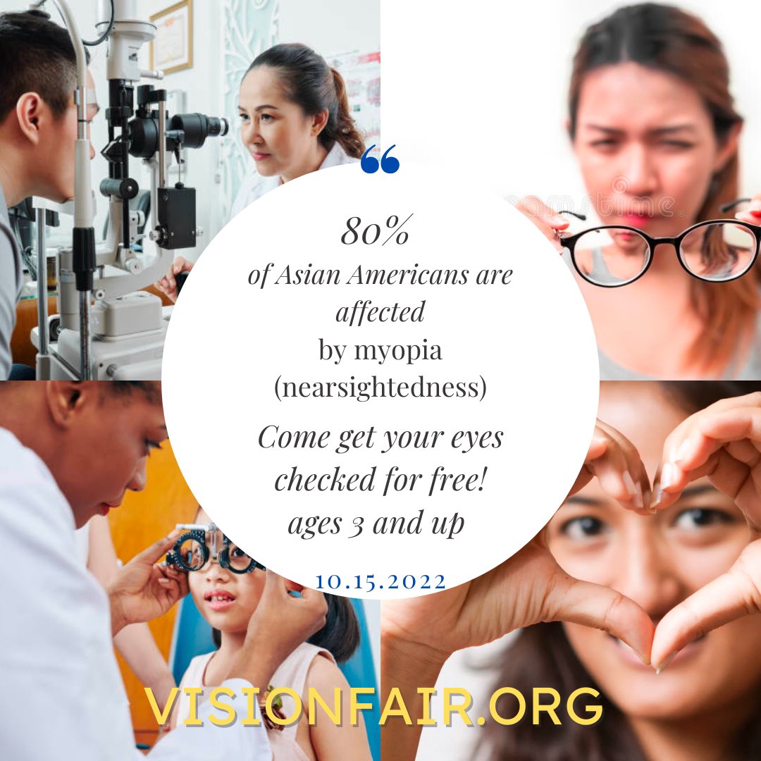 invisions1's tweet photo. Did you know that 80% of Asian Americans are affected by myopia (nearsightedness)?

Join us on October 15, 2022 at Cal State LA Lot 5 from 9am to 5pm to get your free eye screening.

For more information, please visit: https://t.co/D5m3LOn5oZ https://t.co/zPNRx5kc4H