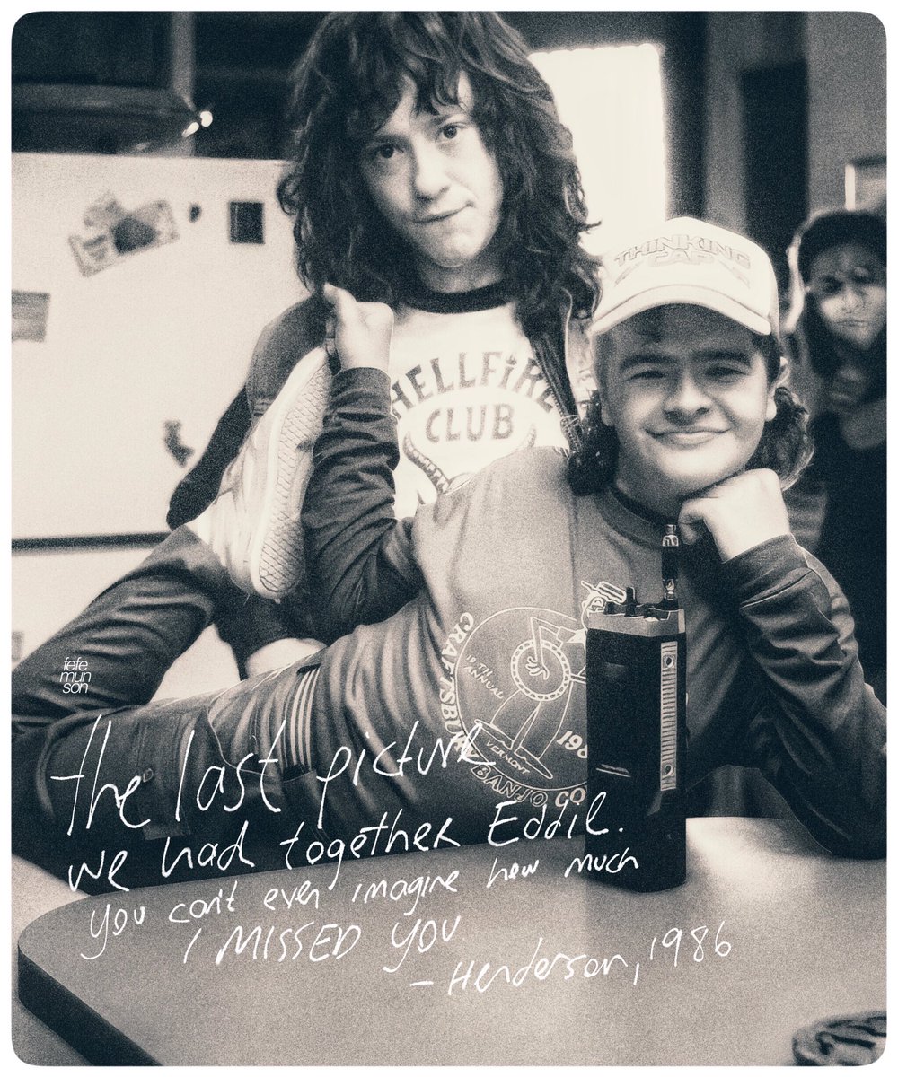⁣the last picture of eddie &amp; dustin, 1986⠀
(happy birthday gaten, we love you sooo bad buddy <3)