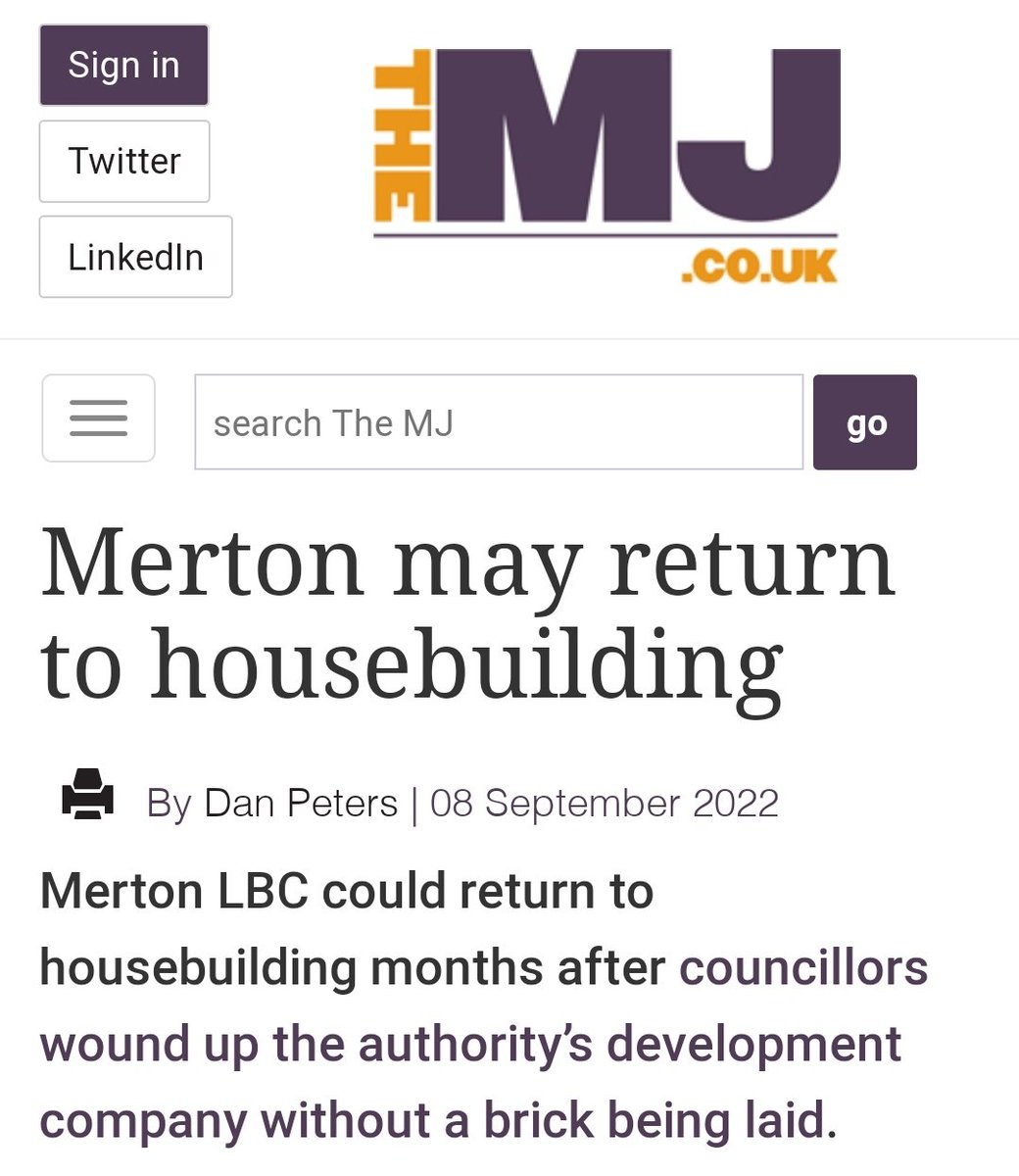 MarkGale's tweet photo. The MJ @themjcouk (Municipal Journal) reports on @Merton_Council u-turn on their unviable house building company plans. #MerantunDevelopmentLtd
https://t.co/6RQzhGPonb… https://t.co/SJxwPCxVyn
