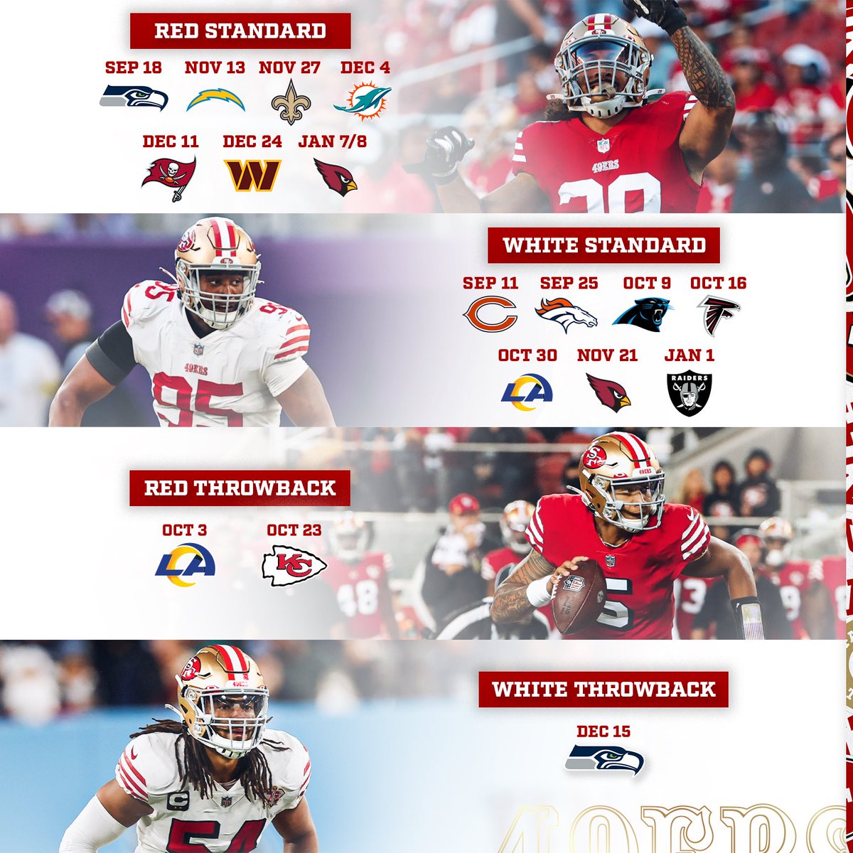 49ers uniform schedule 2022