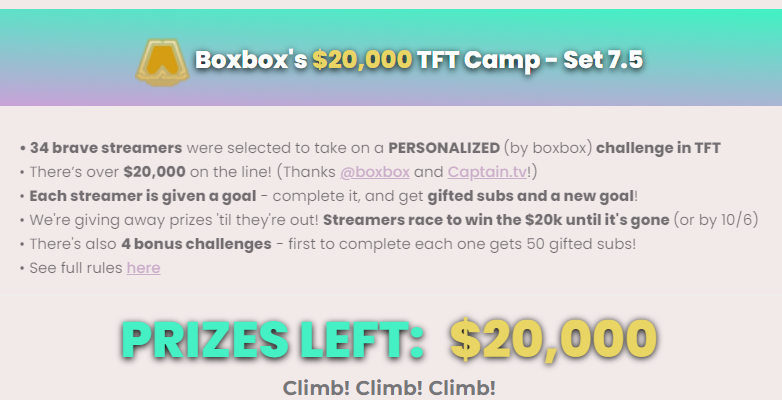 Boxbox's $20,000 TFT Camp