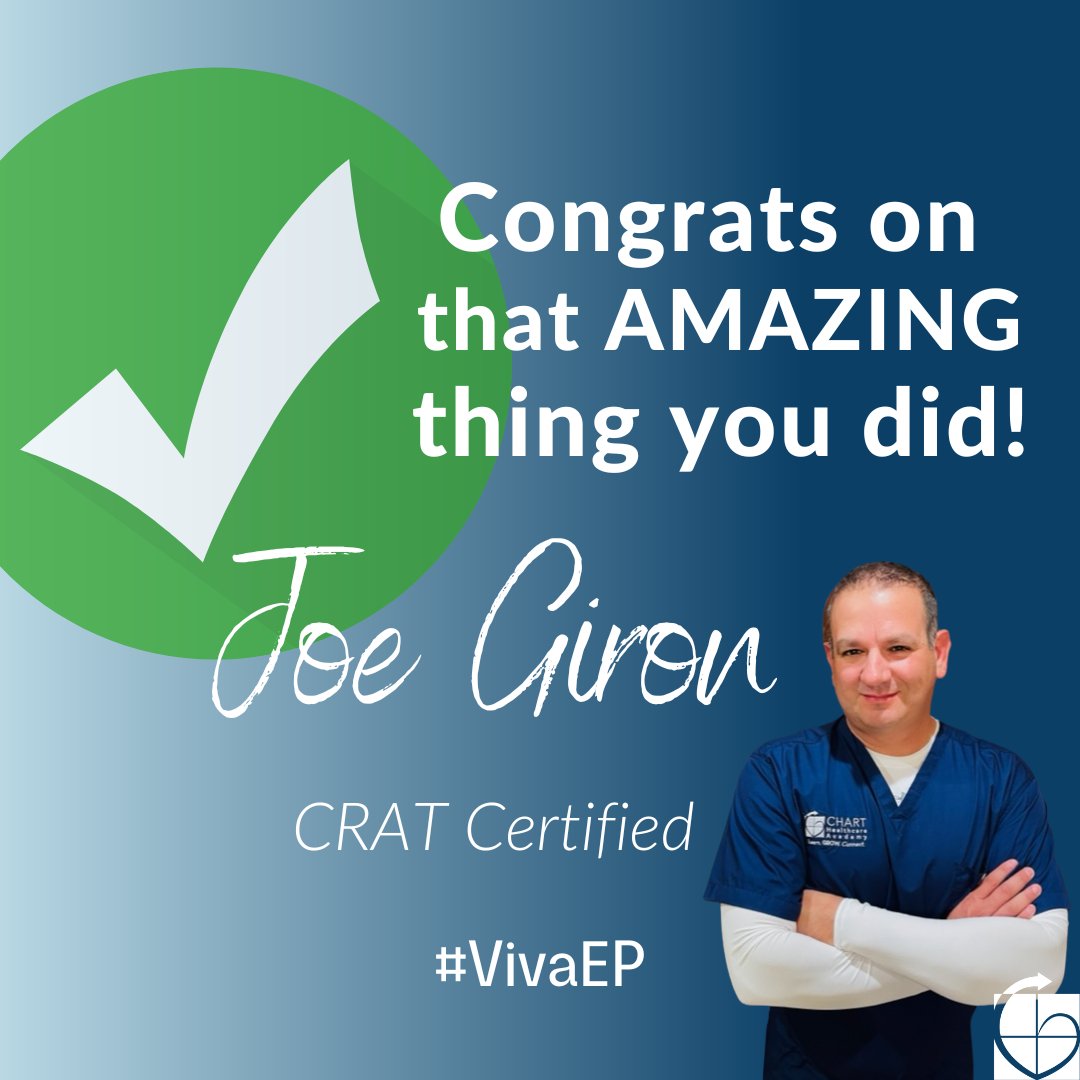 ChartAcademy's tweet photo. Congrats, @Viva_EP_Educate on passing the @CVcredentialing (CCI) CRAT exam! 

To learn more about certification visit https://t.co/8IHsAvY5SG

#inspirationalleader #goals #cardiologycredentials #EKG #RhythmAnalysis #LevelUP #VivaEP #getcertified #excellence #leadership #JoJo https://t.co/OJX6ekI7Sy