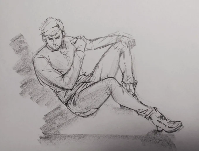 写真をもとに動きのデフォルメ練習描き描き#落書き #drawing #練習 