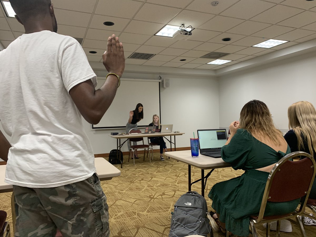 HendersonSGA's tweet photo. We missed some of our executive board members and senators but we still have a great SGA in person meeting.
Thanks to @DrChuckAmbrose for speaking to us and listening to our concerns.
#Reddie4WhatsNext https://t.co/bbV9Ivd4AI