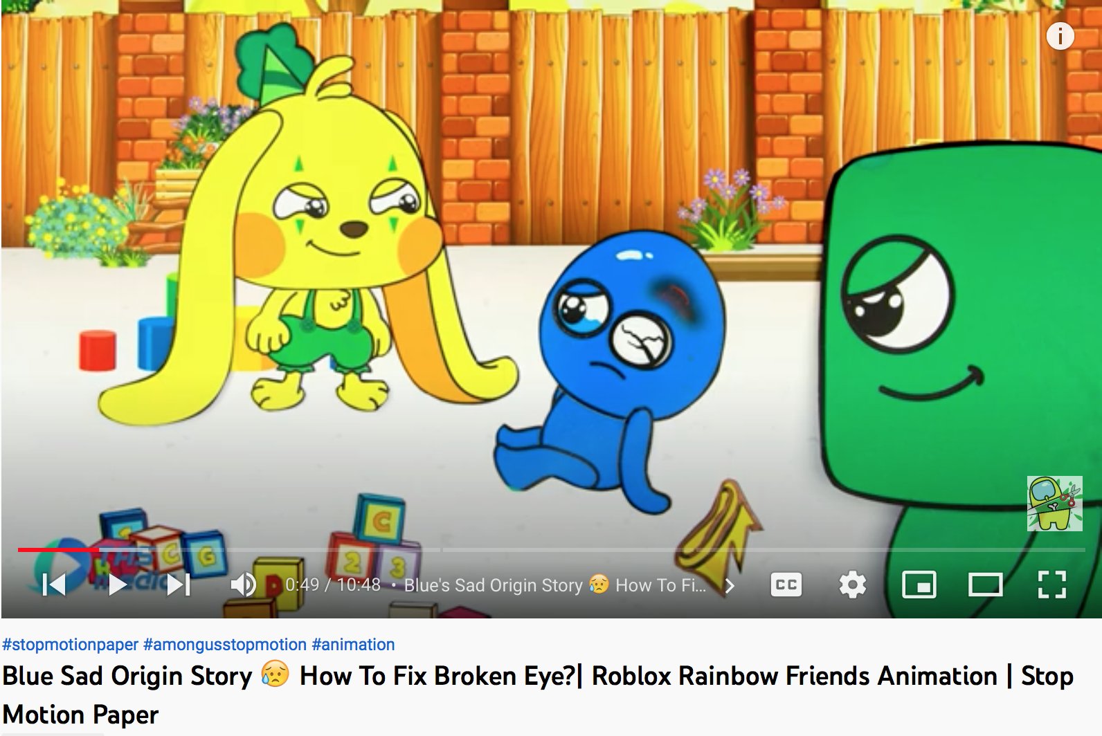 Sad Story of Blue's (Rainbow Friends Animation) 