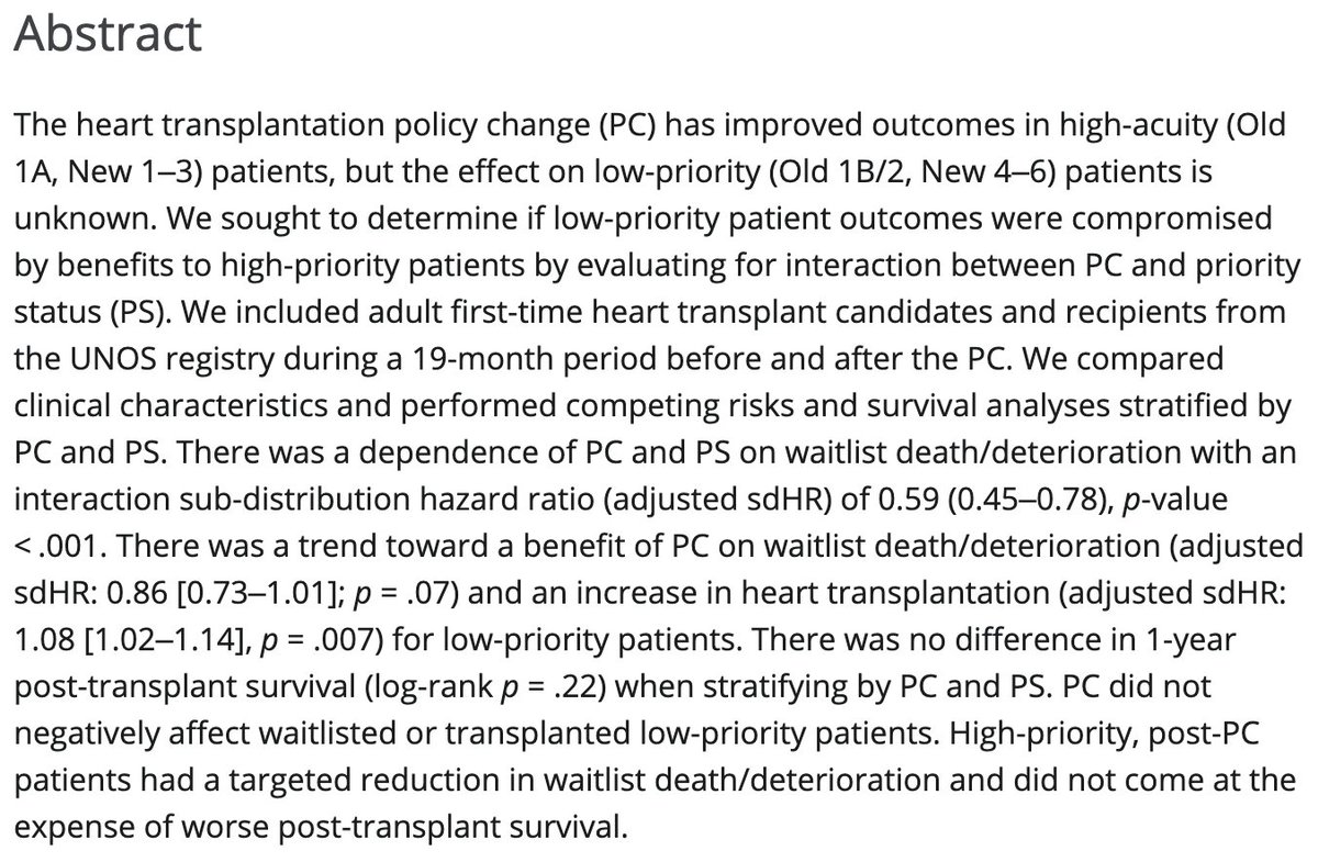 With the UNOS policy change, do improvements in waitlist outcomes for patients awaiting HTx in the hospital come at the expense of those waiting at home? Nope. While hospitalized patients see the greatest gains, those waiting at home are not harmed and may have marginal benefit.