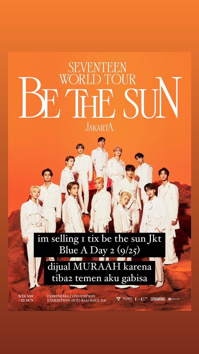 muddnostudent's tweet photo. WTS SEVENTEEN WORLD TOUR BE THE SUN BLUE A DAY 2!

Murce aja, punya temenku soalnya dia ga jadi nonton. Kalo mau bisa DM aku dulu ya. Thancuuu ❤️ https://t.co/991pN9eX0o