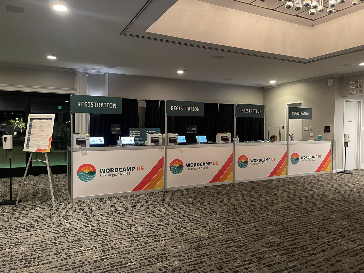 devotepress's tweet photo. Registration Desk - WordCamp US 2022 - San Deigo. See you tomorrow.
.
.
.
.
.
#wcus #wcus2022 #wordcampus #wordpresslovers #wordpress https://t.co/GmhZIgO29V