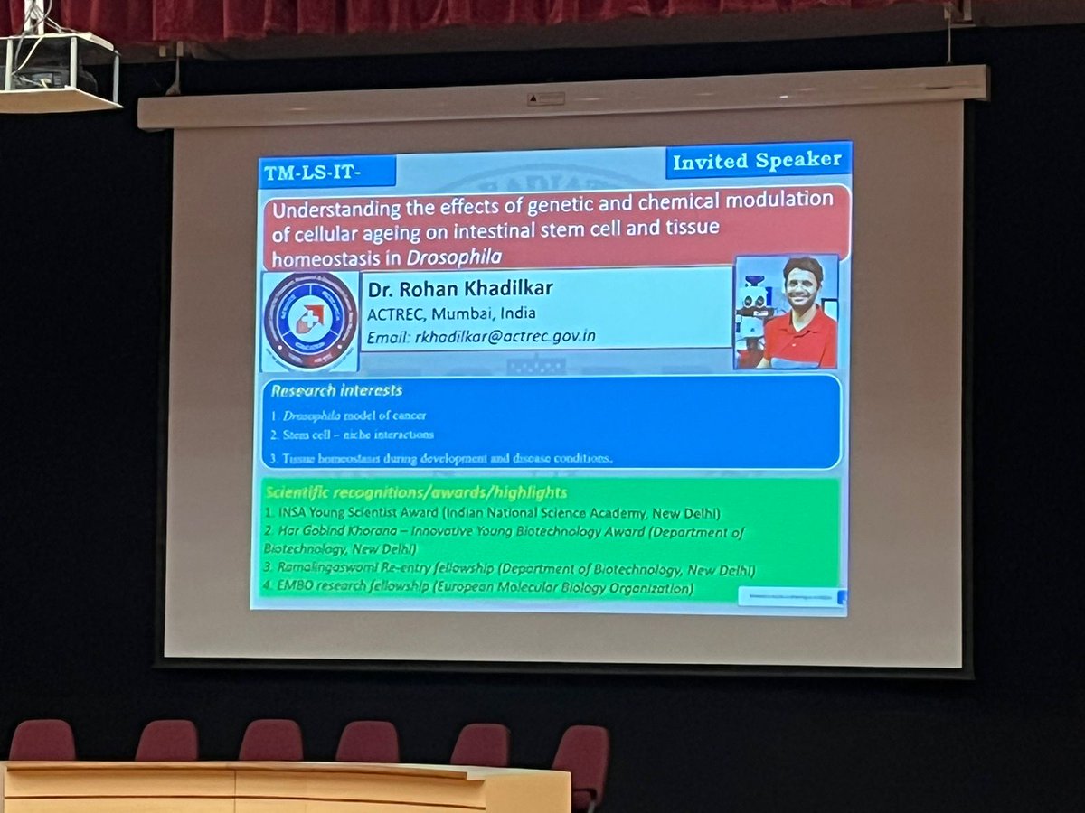 RohanKhadilkarr's tweet image. Delivered an invited talk @ 1st HBNI theme meeting in Life Sciences at RRCAT. Shared our research findings on stem cell ageing @Saraswathi_jp @GrishmaPillai 
Wonderful to interact with fellow scientists! 
@VoicesofIndAcad #sciencetwitter #AcademicTwitter