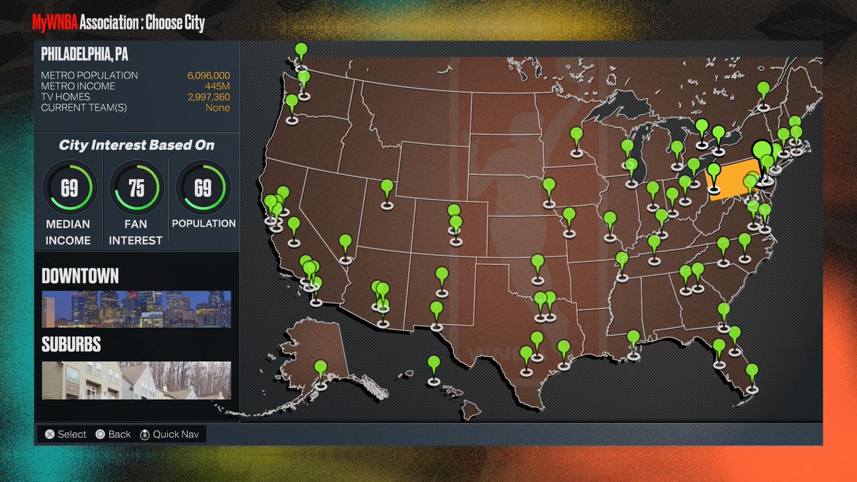 Wnba Realignment Map list of cities you can expand the WNBA to include in 2k23: - toronto ...