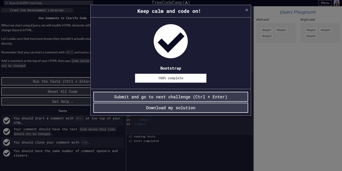 JulianaCoding's tweet image. Days 90-91 #100DaysOfCode 
• Learned how to customize Bootstrap theme colors using Bootstrap source sass files
• Learned how to setup Bootstrap with Webpack
• Completed the Bootstrap section of the frontend libraries certification on #freeCodeCamp