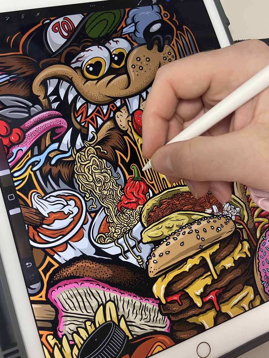 sigh_thirteen's tweet photo. GM artists and appreciators 🙏🏻 show me what you’re working on 💪🏼 #NFTartist #illustrationart #merch #procreate #mmfood https://t.co/VDgsGREKRz