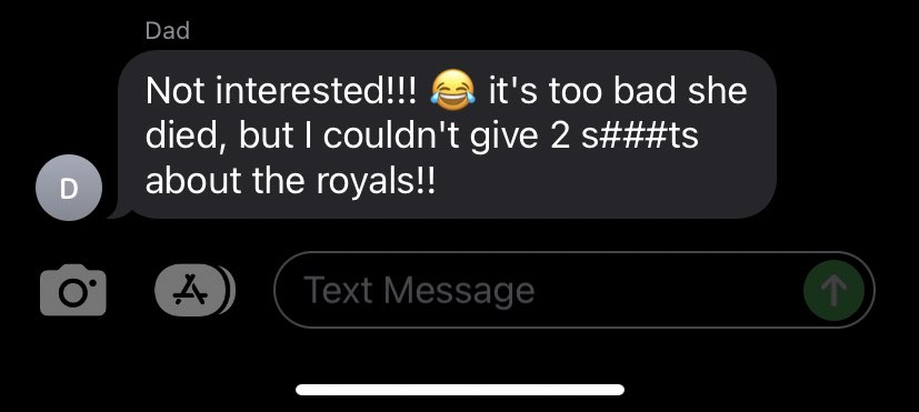 AshleeNaab's tweet photo. Told my dad about the queen https://t.co/Sg4cK5gNEW