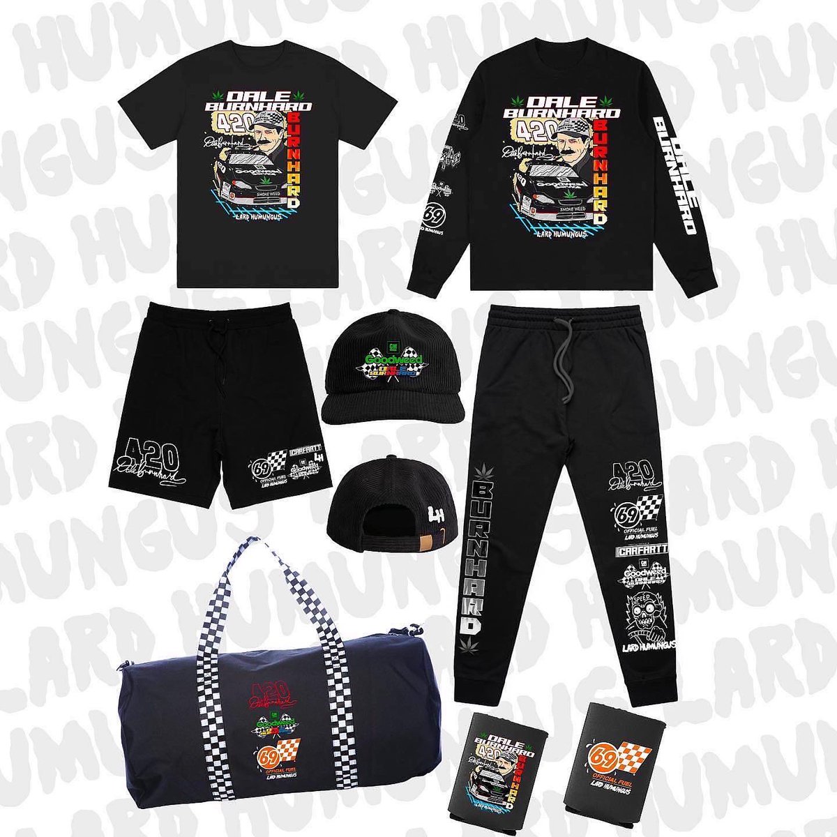 lardhumungus's tweet photo. AVAILABLE NOW! SORRY I WAS ON VACATION! IM BROKE! BACK WITH THE BURNHARD COLLECTION!SWEATPANTS! LONGSLEEVES! FULLY EMBROIDERED DUFFLE BAGS! EMBROIDERED HATS! KOOZIES! OH MY! BUY EM ALL!!!! #daleburnhardt #nascar #burnhard #cannabis #dale #LardHumungus https://t.co/FH3sQNAAkM