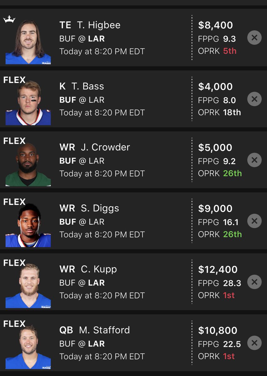 DelRayBoston's tweet image. A few DK Lineups I’m playing tonight - whaddya say @MatechLee - rekindle a DFS #Bromance next week?