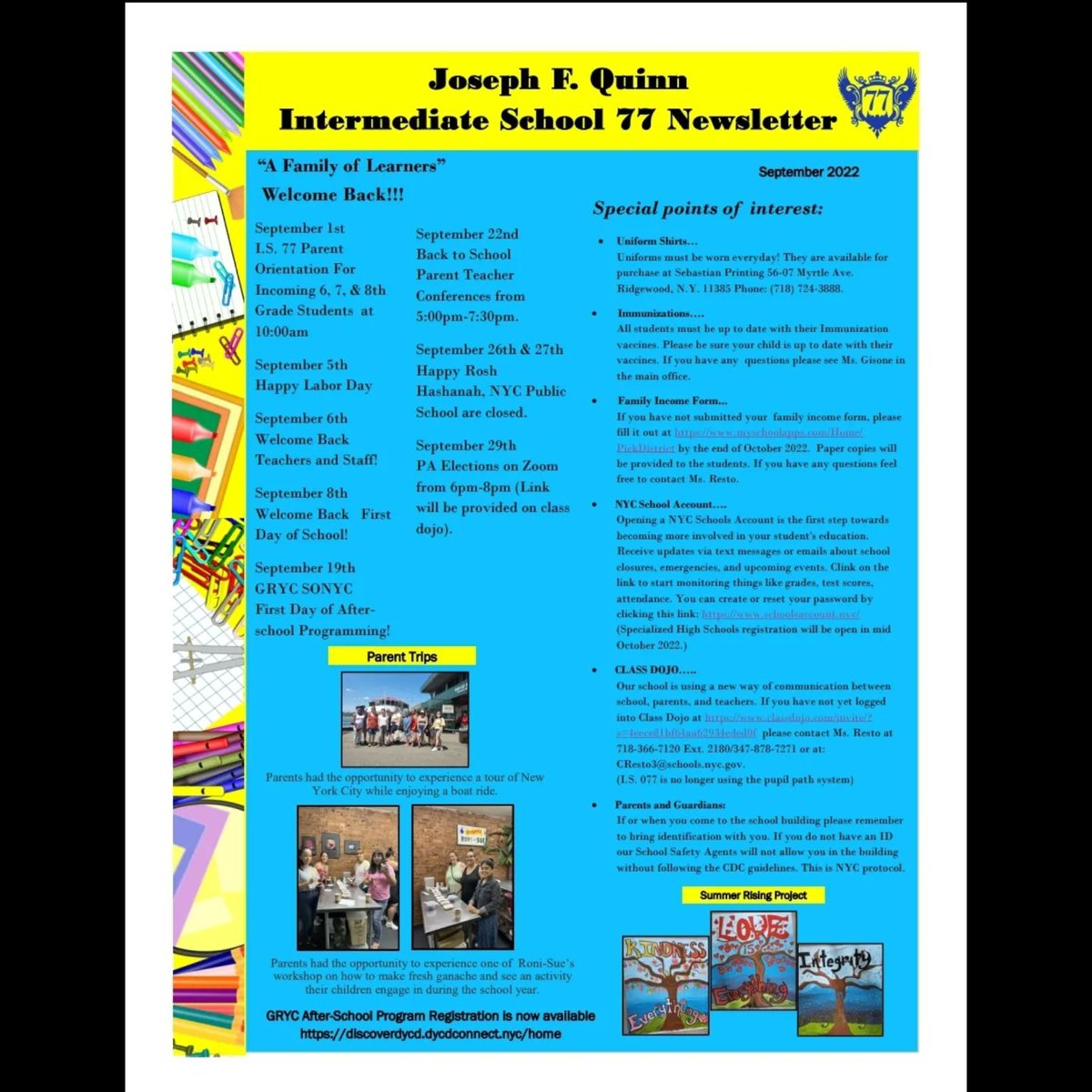 IS77Queens's tweet photo. IS77 September Calendar/Newsletter 📅 📰 

#JFQ #IS77 #MiddleSchool #School #Ridgewood #Queens #NYC #NY #NewYork #NewYorkCity #September #Calendar #Newsletter https://t.co/X1jJzRL2Wb